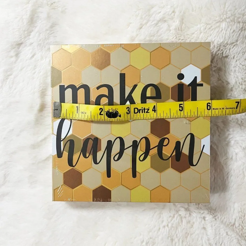🔮 5/$25 Make‎ It Happen Gold, Yellow & Tan Honeycomb Wall Art
